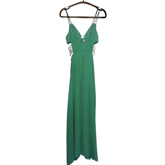 Fame and Partners Dresses & Skirts - Fame & Partners Green Maxi Dress Cutout Strappy Back Spring Formal Size 0 Prom